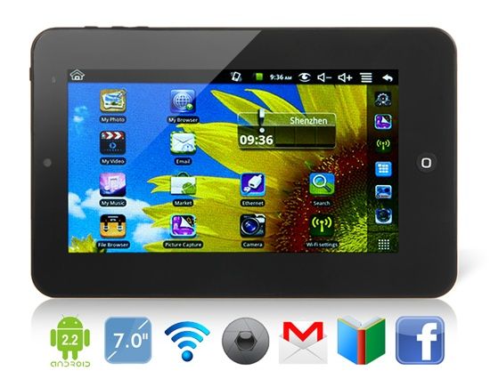 Tablet PC 1.0GHz com Wi-Fi e toque resistivo (4GB) (Preto)